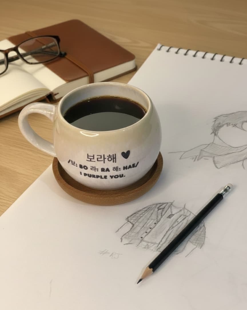 "I purple you" Korean phrase glossy mug