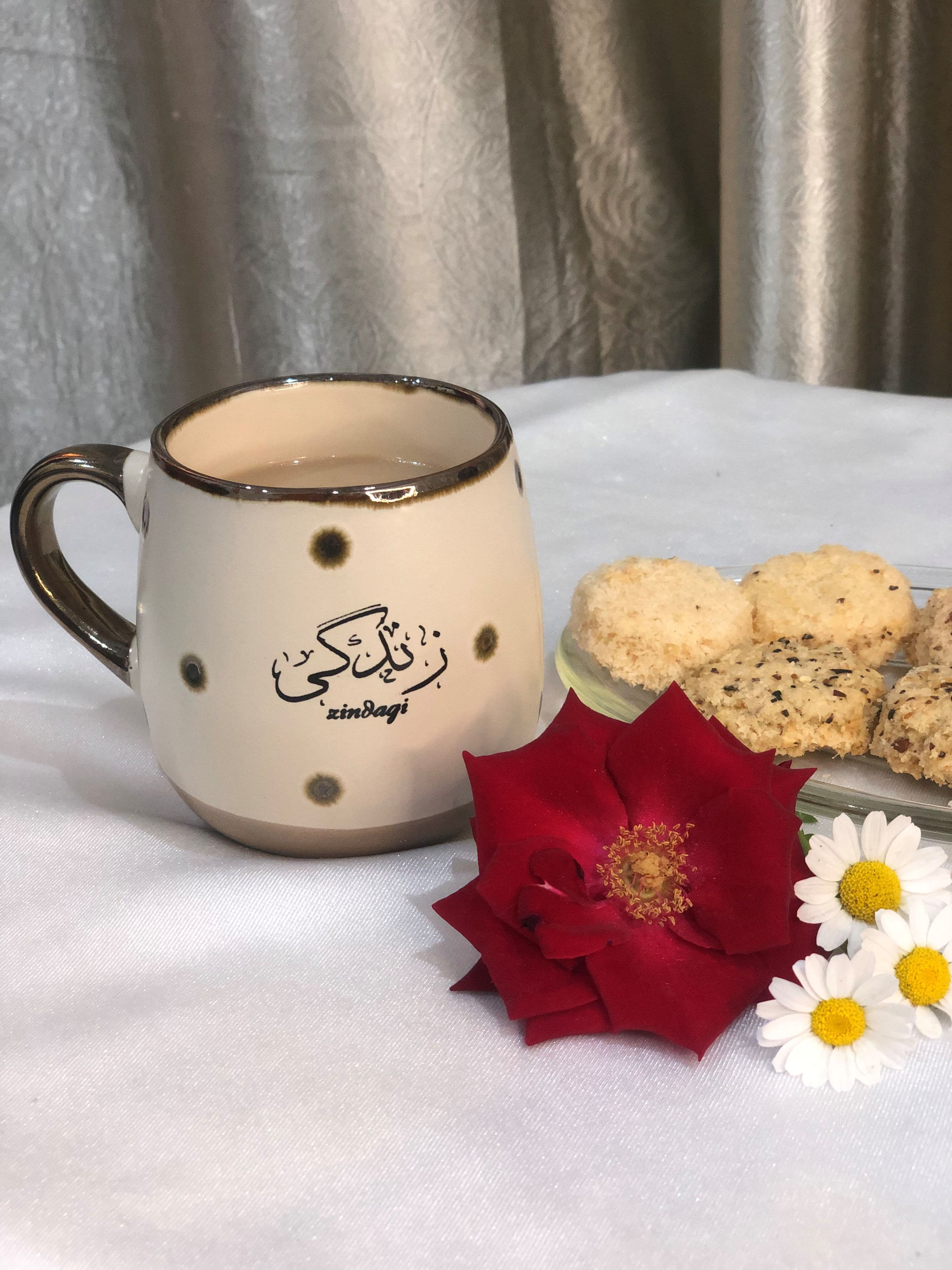 Custom Zindagi Ceramic Mug – Elegant Polka Dot Tea & Coffee Mug Mug - Lyrical Sip