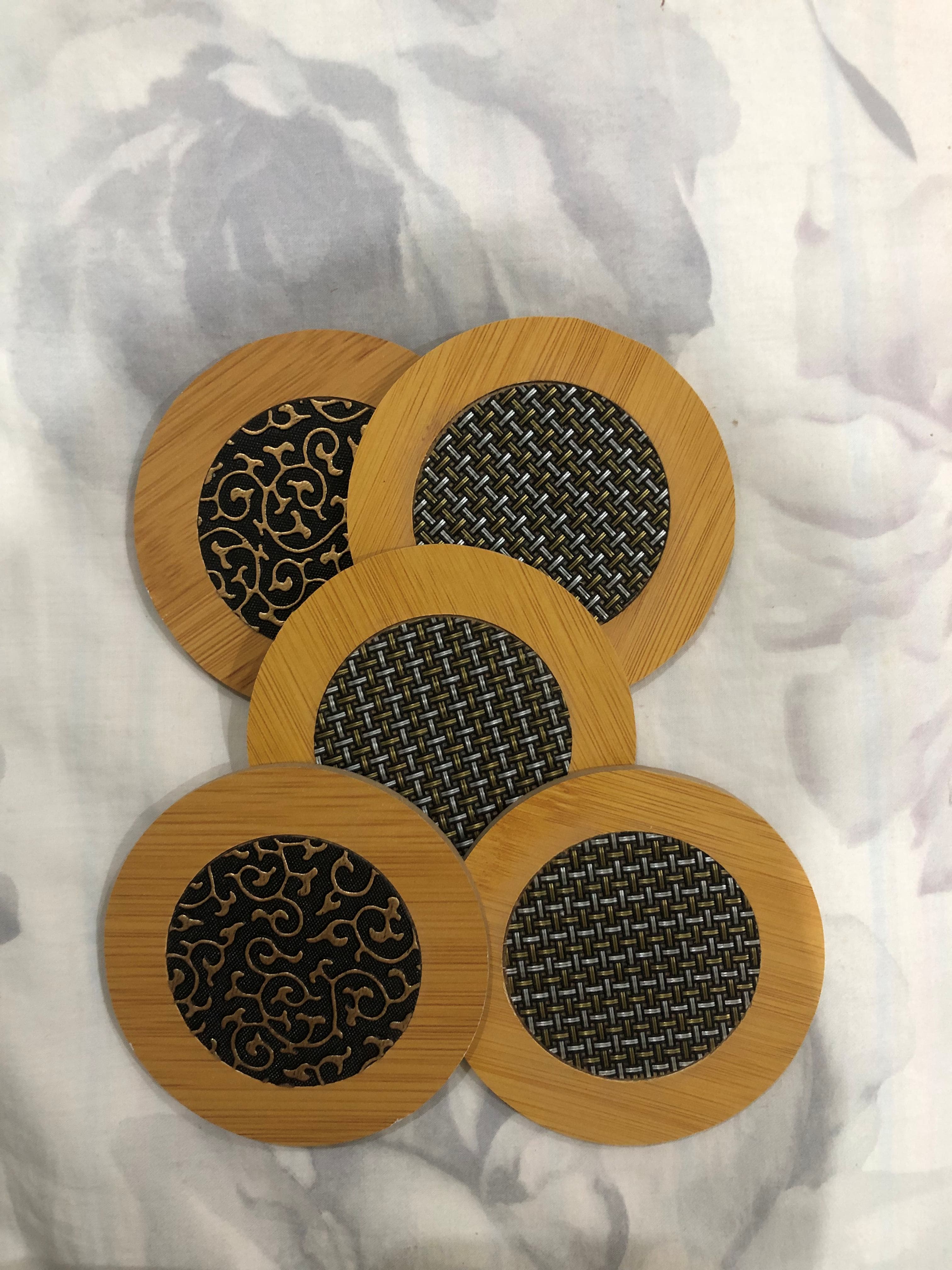 Elegant MDF Wooden Coaster | Intricate Textured Inlay